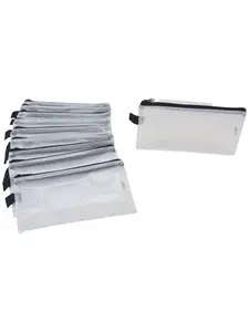 Sax 2018756 5 x 9 in. Mesh Zippered Bag, Clear with Black Trim - Pack of 10