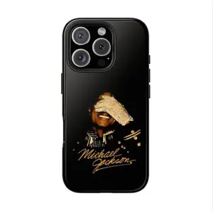 Michael Jackson Tough Phone Case with Iconic Glove Pose & Gold Signature - 2D Design Suitable for iPhone 17-12 Pro Max/Plus - Impact Resistant Polycarbonate & TPU Lining - Protective Phone Cover