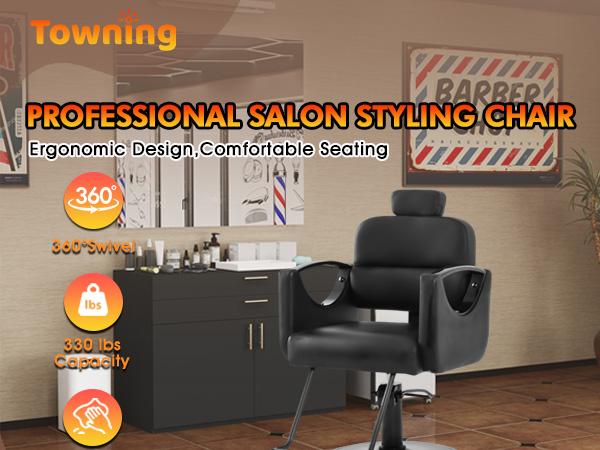 Barber Salon Chairs Reclining Salon Chair for Hair Stylist with Heavy Duty Hydraulic Pump 360 Degree Swivel Adjustable Height for Barbershop Beauty Salon Equipment Barber Salon Chairs Reclining Salon Chair for Hair Stylist with Heavy Duty Hydraulic Pump 360 Degree Swivel Adjustable Height for Barbershop Beauty Salon Equipment