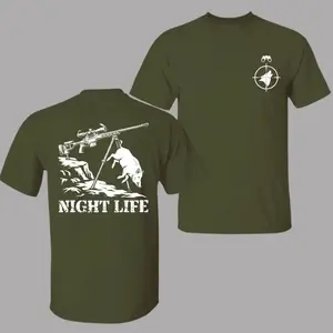 Night Hunting T-Shirt, Night Life Coyote Hunter Shirt for Men, Predator Hunting Graphic Tee, Outdoor Hunting Outfit, Gift Idea - KitchenEra