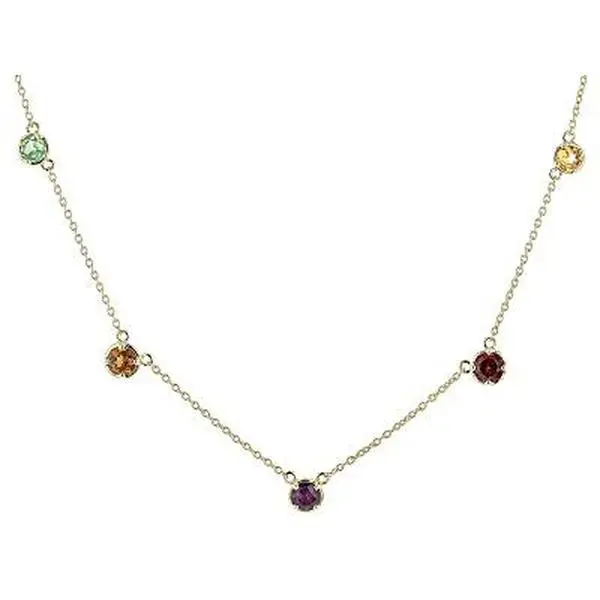 JTV Multi-Gemstone 18k Yellow Gold Over Silver Station Necklace 1.22ctw