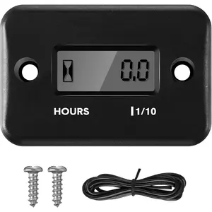 Hour Meters for Small Engines Inductive Digital Engine Hour Meter Automatically Shutdown for Gas Engine Lawn Dirt Bike Motorcycle Motocross Snowmobile Generator Karting(Black)