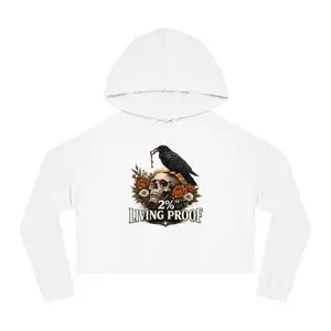 2% Living Proof Skull and Raven cropped hoodie | Gothic Skull Hoodie