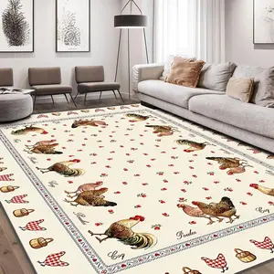 Rooster Pattern Floor Mat, Non-slip Washable Floor Carpet, Decorative Area Rug for Home Living Room Bedroom Kitchen