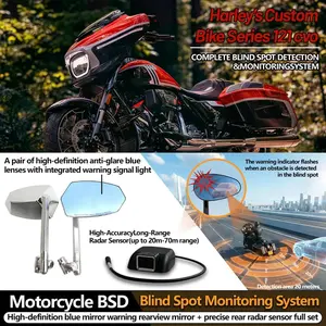 For Harley Davidson, motorcycle upgrades, BSD blind spot detection sensor, driving warning radar, rearview mirror with radar.
