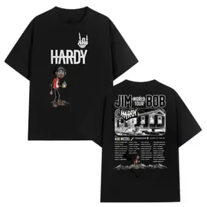 Hardy JimBob World Tour 2025 T-Shirt, Double-Sided Graphic Tee for Music Fans - Perfect for Concerts and Casual Wear