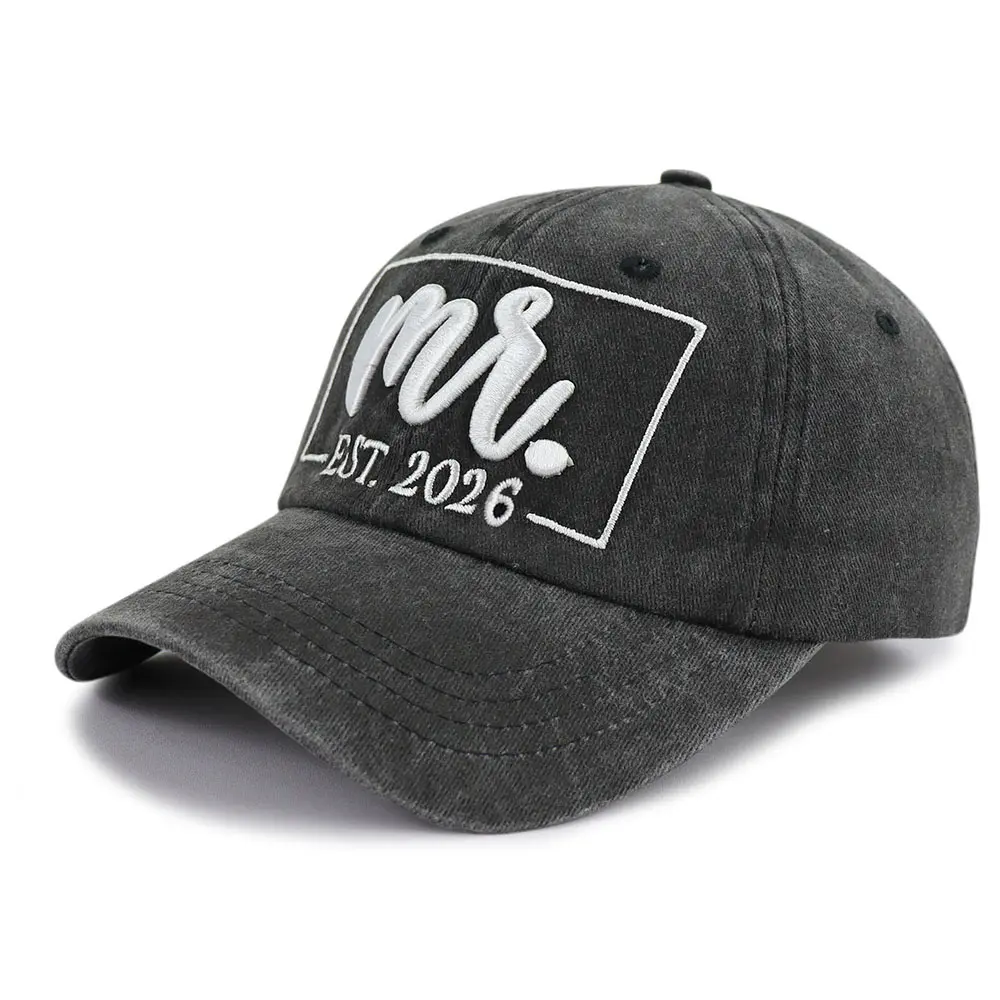 2-Pack Mr and Mrs Est 2026 Baseball Caps, Embroidered Cotton  display picture 1