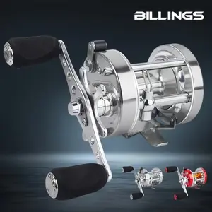 BILLINGS Trolling Drum Fishing Reel, 3.8:1 Gear Ratio, 33LB Max Drag, 3+1 BB Ambidextrous Saltwater Casting Reel