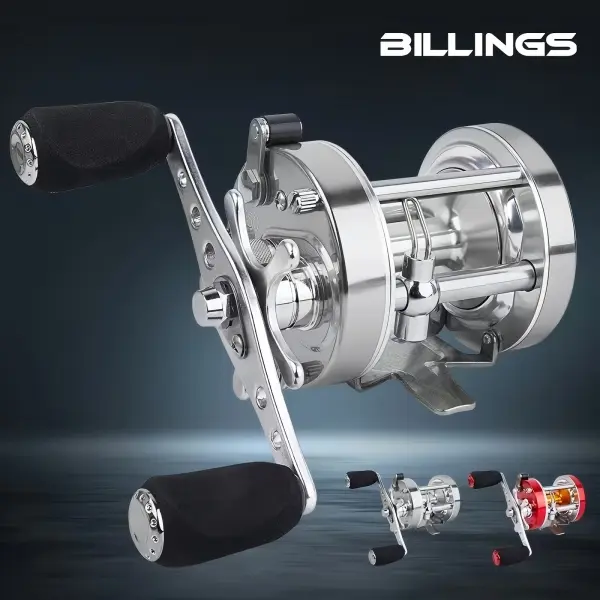 BILLINGS Trolling Drum Fishing Reel, 3.8:1 Gear Ratio, 33LB Max Drag, 3+1 BB Ambidextrous Saltwater Casting Reel