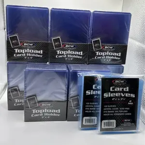 BCW 3X4 35pt Standard Toploaders 8 Packs of 25 (200) with 200 BCW Soft Sleeves