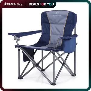 PHIVILLA Oversized Camping Folding Chair with Cooler Bag Support, 450 LBS Steel Frame, Collapsible, Portable for Lawn Outdoor Use