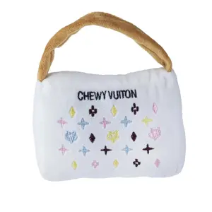 Haute Diggity Dog White Chewy Vuiton Handbag Plush Toys for Dogs