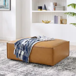Modway Restore Vegan Leather Ottoman in Tan