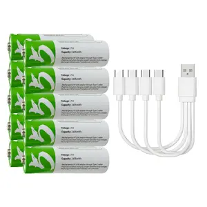 AA 1.5v Constant Voltage Lithium Batteries 1400mah, Chargeable, Reliable Power Supply with Free Charging Cable for Multiple Devices