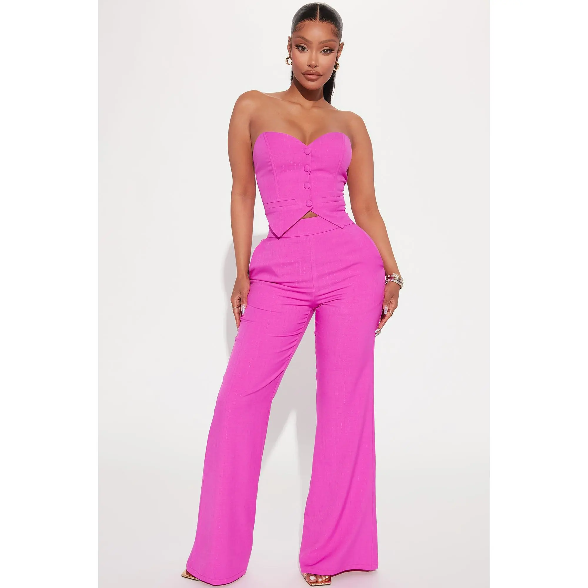 Amelia Two Piece Pant Suit - Fuchsia Amelia Two Piece Pant Suit - Fuchsia