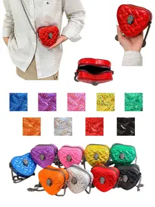 Mini Crossbody Bag, Cute Heart Design, Neon Colors, Chain Strap, Party & Date Ready, Lightweight & Trendy, 9 Styles Available