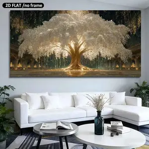 2D Flat, 1pc a Large 19.68in50cmX39.37in100cm UnFramed，Modern Canvas Decoration Painting Home Wall Art Custom Poster Suitable for Living Room Bedroom Corridor Interior Decoration Gifts 1PC  Illuminated Tree of Life Decor
