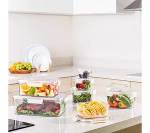Sorbus Airtight Plastic Food Container, Round Beige Lid, 4-Pk