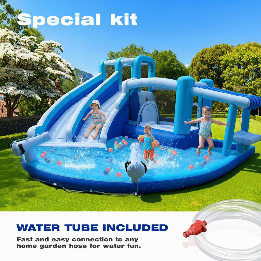 Inflatable Bounce House Water Slide Water Park, Kids Bouncy House for Kids with Dual Slide, Outdoor & Indoor, Dual Slide Water Park Inflatable Water Slide for Backyard, Outdoor Blow Up Park Wet Dry Combo Inflatable Bounce House Water Slide Water Park, Kids Bouncy House for Kids with Dual Slide, Outdoor & Indoor, Dual Slide Water Park Inflatable Water Slide for Backyard, Outdoor Blow Up Park Wet Dry Combo