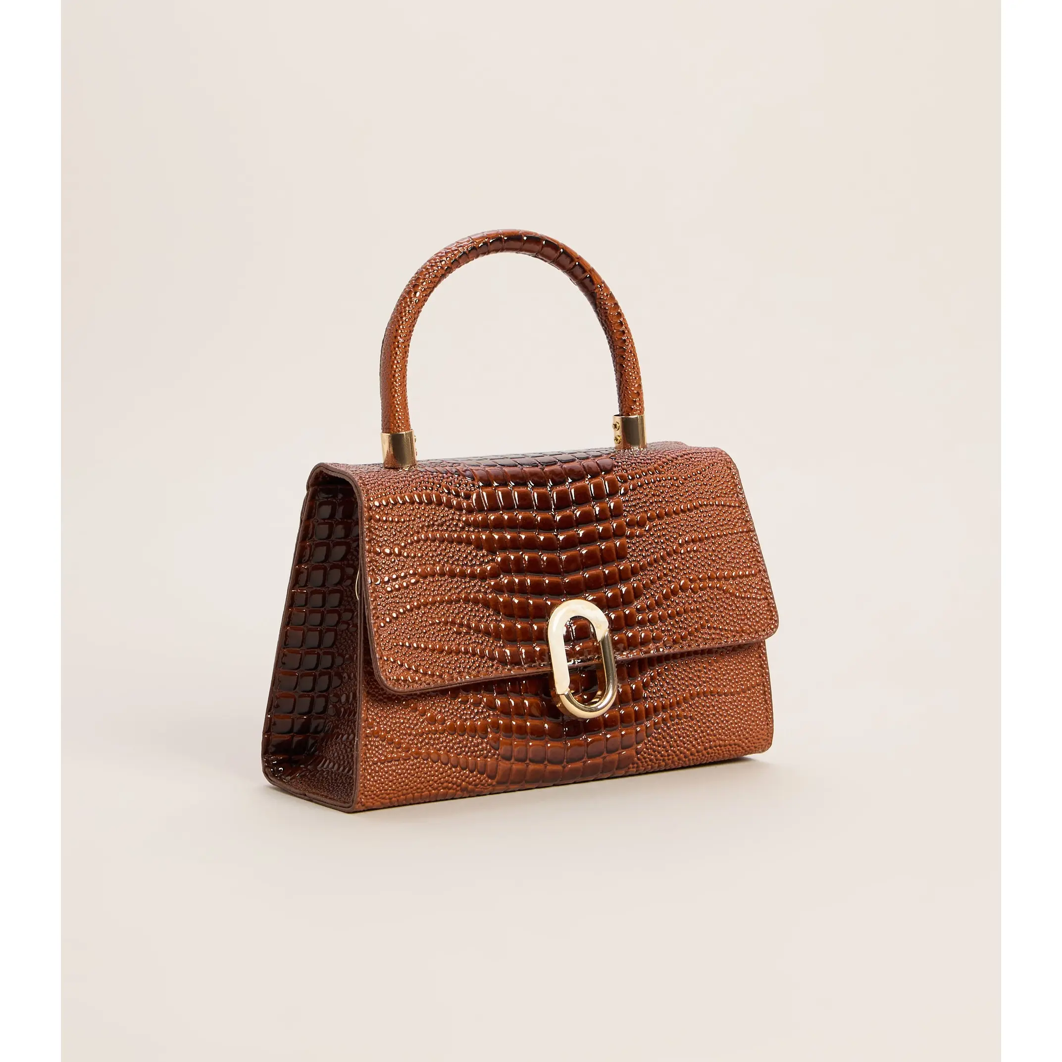 Handle The Day Croc Embossed Handbag