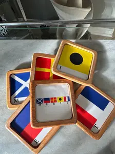Vintage MERIT Nautical Wooden Drink Coasters, Set of 6 | MERIT Sea Coasters