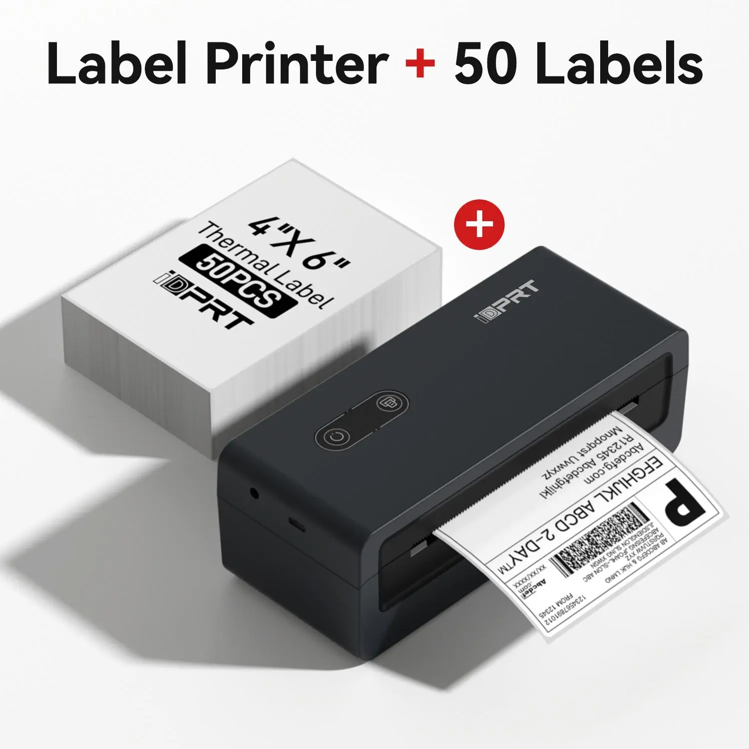 IDPRT SP460BT Cordless Bluetooth Thermal Label Printer, 4x6 Commercial Maker for Small Business Shipping & Office, Android-Compatible, Includes Black Printer +500 Labels & Packaging Supplies