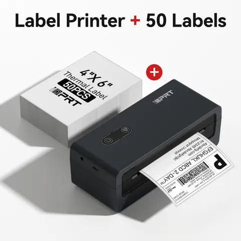 IDPRT SP460BT Cordless Bluetooth Thermal Label Printer, 4x6 Commercial Maker for Small Business Shipping & Office, Android-Compatible, Includes Black Printer +500 Labels & Packaging Supplies