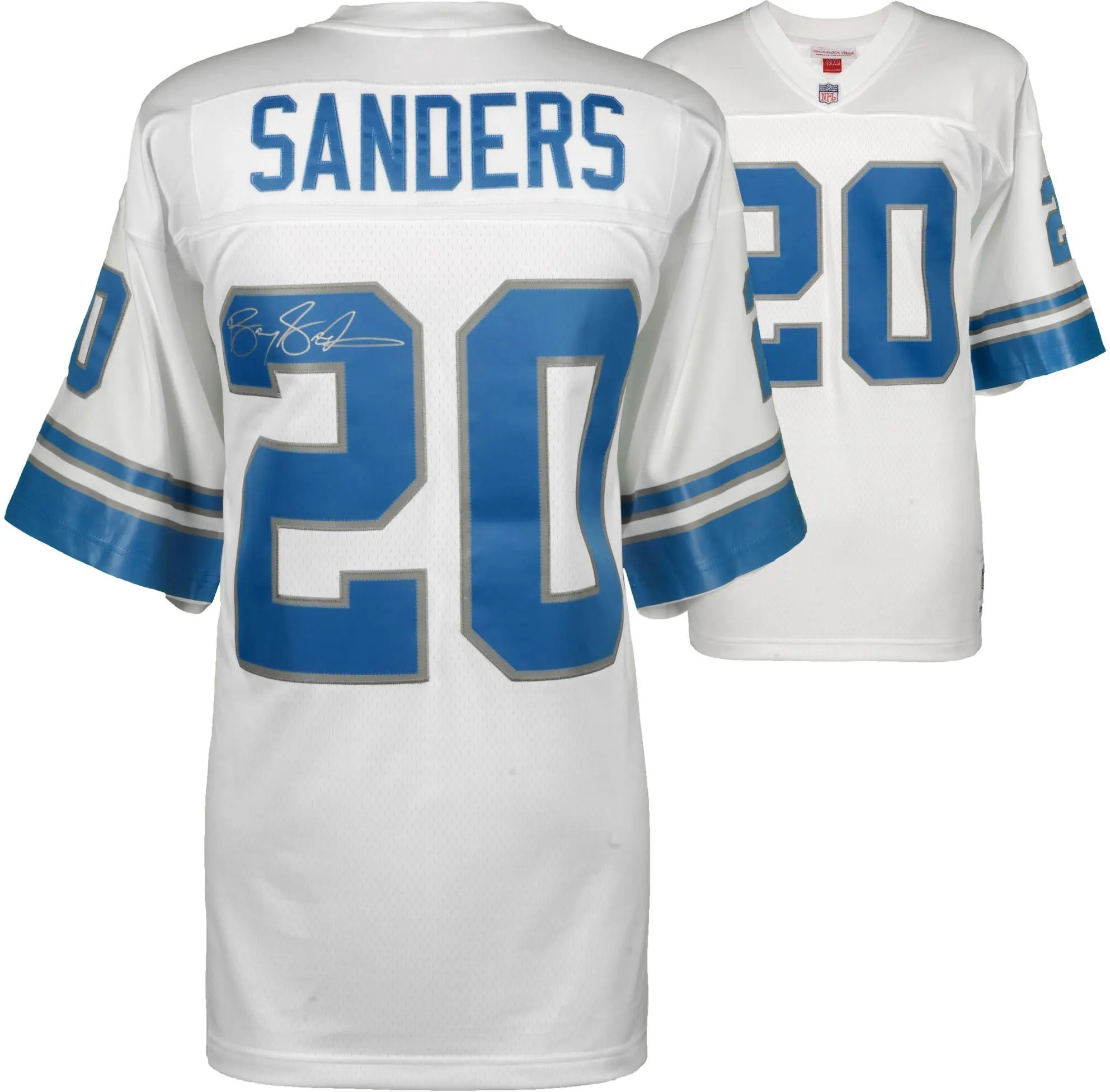 Barry Sanders Detroit Lions Autographed White Mitchell & Ness Replica Jersey - Fanatics Authentic Certified