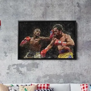 Unframe Poster Floyd Mayweather vs Manny Pacquiao Boxing Grunge Art Fight Poster Wall Decor Gift for Boxing Fans and Collectors Photo Print prints for your wall Satin Ornaments Decoration