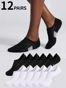12 Pairs Summer Simple Boat Socks, Invisible Casual Sports Low Cut Short Socks, Slim-Fitting Inner Socks for Men and Women
