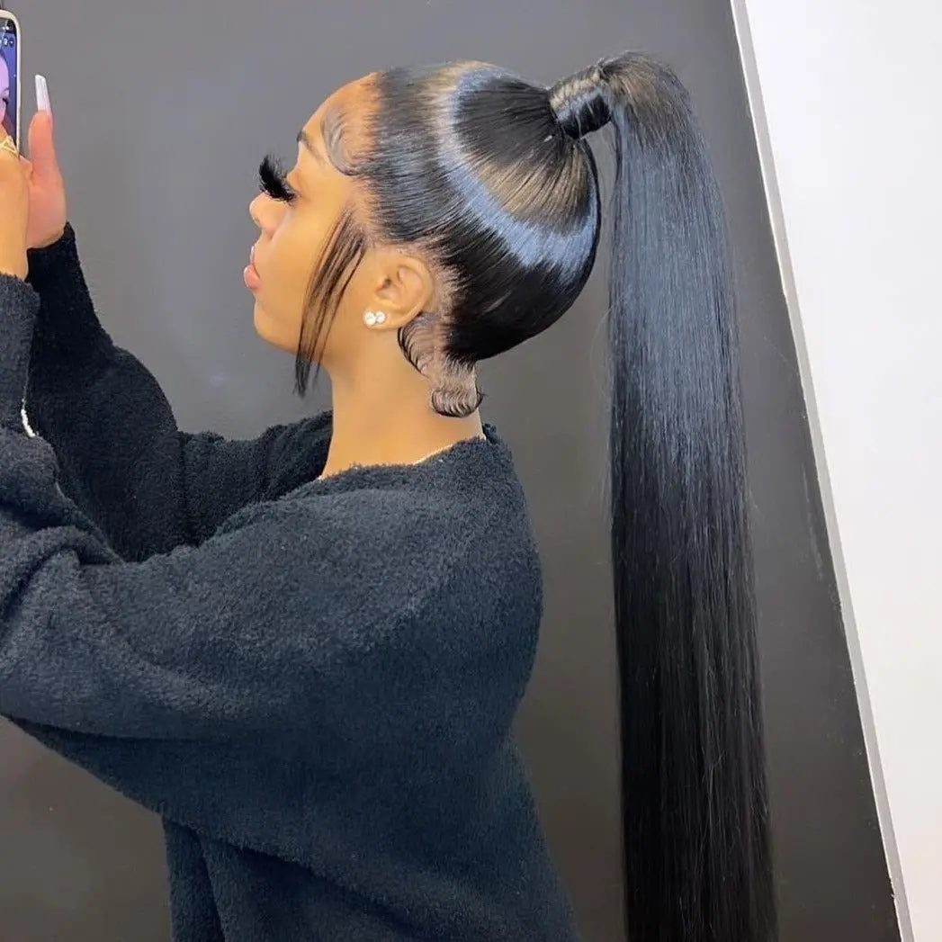 MYLOCKME Hair 180% Density 360 Straight Lace Front Wig Human Hair Hd Transparent 13x4 13x6 Lace Frontal Wig Pre-Plucked Hair Full Hairline Natural Wigs For Women