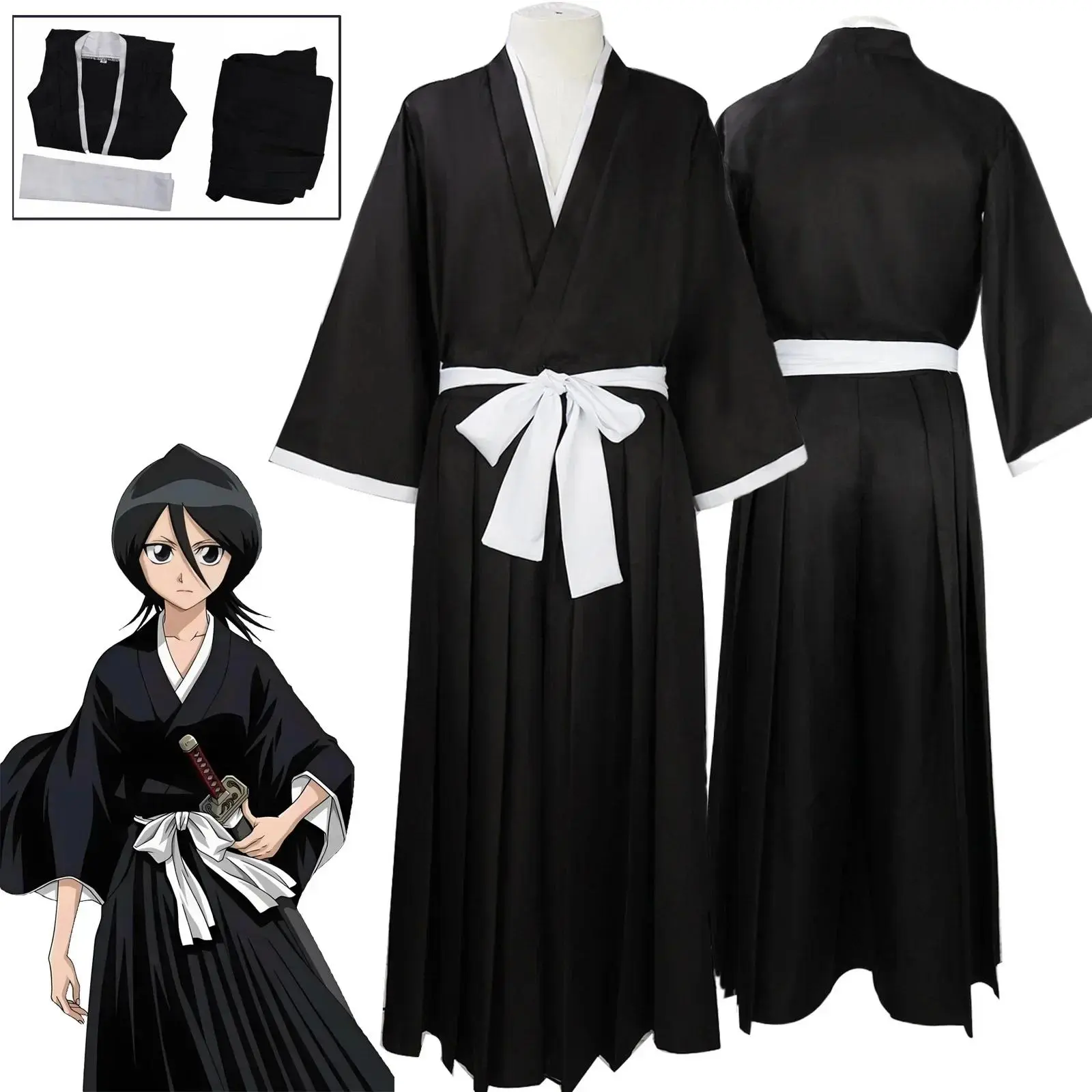 2025 Anime Bleach Cosplay Costume Kuchiki Rukiakimono Suits Die Pa Soul Society Cos Unixex Cos Outifts For Halloween Dress