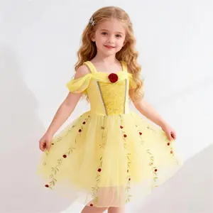 Girls Yellow Rose Princess Dress | Perfect for daily wear, birthday parties and wedding events