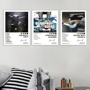 3-Piece Junior H/Atrapado en un Sueno/Cruisin' with Junior H/$ad Boyz 4 Life II Music Album Poster Wall Art Set, Hip Hop Pop, Modern Style - Frameless canvas posters for living rooms, offices, cafes, Various settings, a gift for music lovers or fans