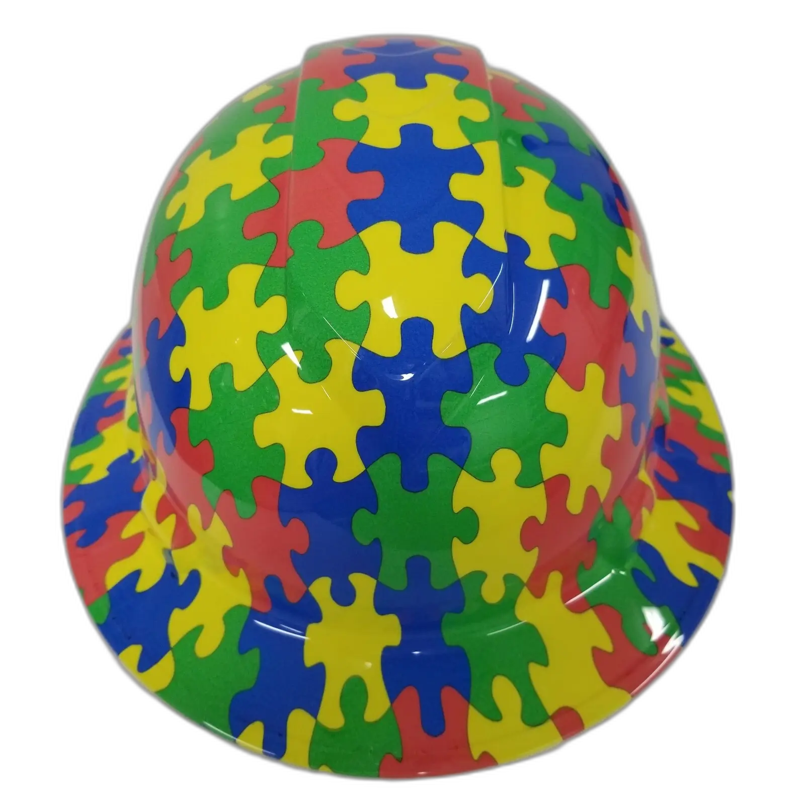 Autism Awareness Puzzle Piece - Custom Hydro Dipped Full Brim Hard Hat