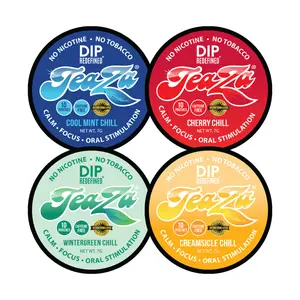 TeaZa Herbal Pouches - Chill Puck Combo - Cool Mint, Cherry, Creamsicle, Wintergreen Flavors - Herbal Tea with B Vitamins - Caffeine Free Beverage