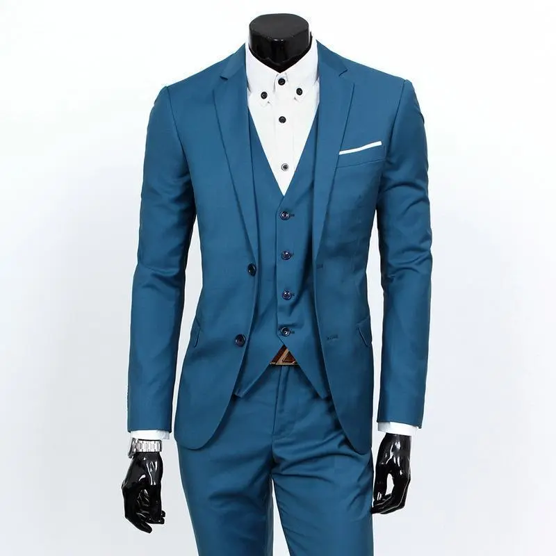 Groom Suit Men's Three-piece Set British Casual Business Suit Men's Wedding Dress Slim And Handsome Summer Cotton Fabric Menswear Buckle Groom Suit Men's Three-piece Set British Casual Business Suit Men's Wedding Dress Slim And Handsome Summer Cotton Fabric Menswear Buckle