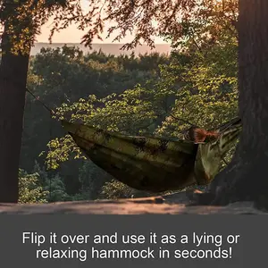 2 Person Anti-Rollover Camping Hammock with Mosquito Net & Sun Shade, Automatic Portable Outdoor Swing