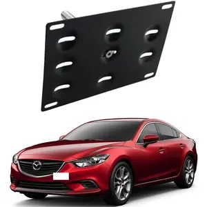 Dewhel Front Bumper Tow Hook License Plate Mount Bracket Holder Bolt On Compatible with 2014-up Mazda3 2014-up Mazda6 2013-up Mazda CX-5 2016-up Mazda MX-5