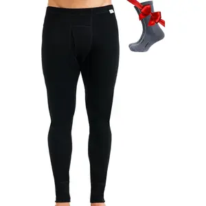 Merino Wool Base Layer Mens Bottom Pants 100% Merino Wool Heavyweight, Midweight, Lite Thermal Underwear Long Johns and Socks