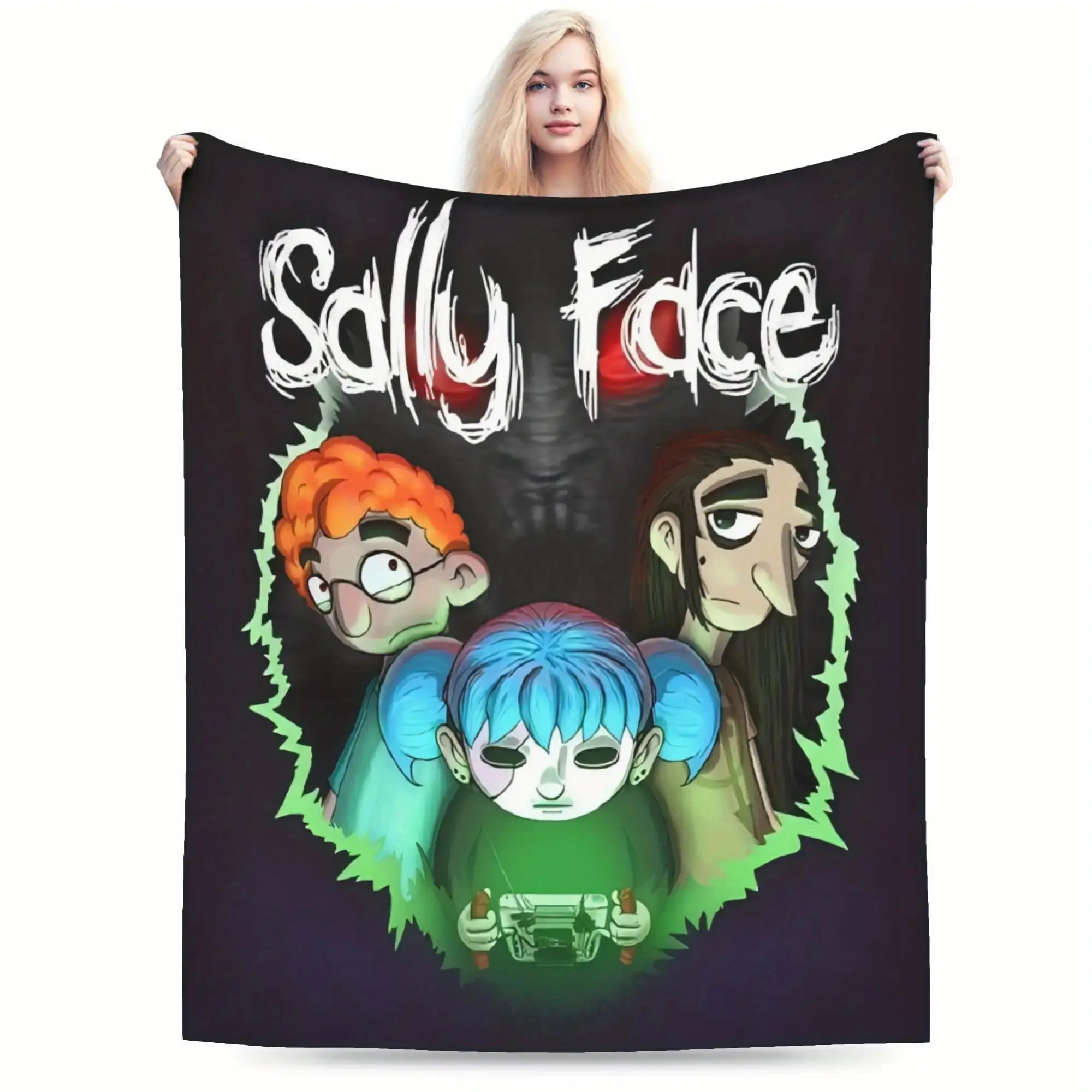 Sally Face Themed Printed Flannel Cozy Throw Blanket - Soft, Comfortable, All-Season Use for Sofa, Bed, Travel
