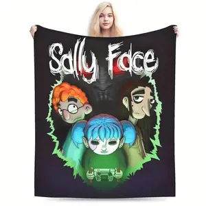 Sally Face themed printed flannel blanket, soft and comfortable, suitable for all seasons, suitable for sofa bed, office, travel