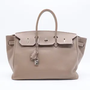 Pre-owned HERMÈS leather Tote Bags Hermes Togo BIRKIN 35 Color Gris Etoupe Palatium Hardware (full price 18999)