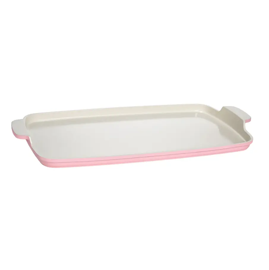 17.8" x 10.5" Double Burner Griddle Pan, Nonstick Ceramic Stovetop Grill, Dishwasher Safe, Pink