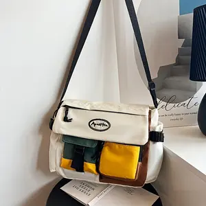 Minimalist Fashion Large-Capacity Canvas Messenger Bag For Men And Women, Versatile Shoulder Crossbody Bag