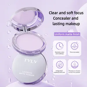 Lavender set makeup powder, light mist, invisible pores, oil control, non sticking powder, waterproof, durable concealer, set makeup powder, suitable for daily use, party use