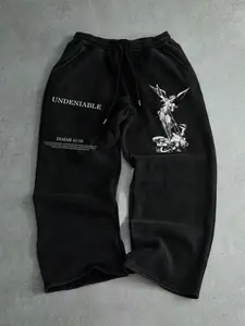 Unique Print Men's Jogger Pants, Casual Street Style Gym Shorts, Fashion Essential for All Seasons, Fitted Medium Fabric