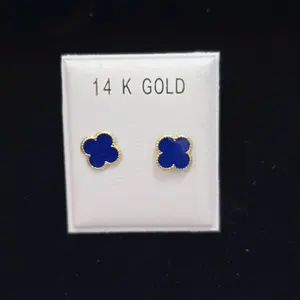 Arete Oro14k Screwbak  en Color Azul , rojo ,rosa, verde y blanco .14k Gold Earrings with Screwbak Nice and Beautiful Jewelry,
