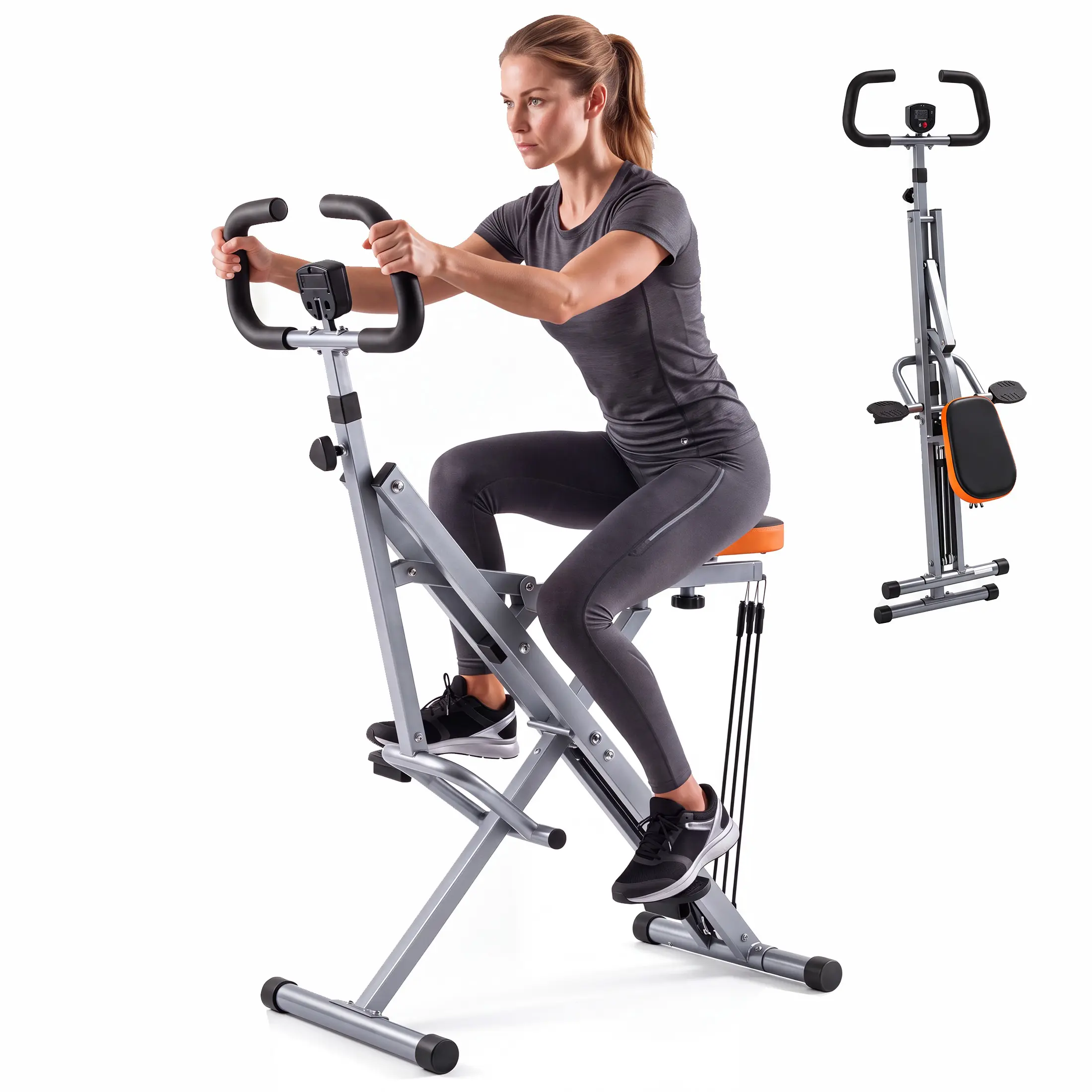 Sweetcrispy Row Ride Glute & Leg Trainer with LCD Display Foldable Squat Assist Machine – Adjustable Resistance for Home Full Body Workout – Compact Exercise Equipment