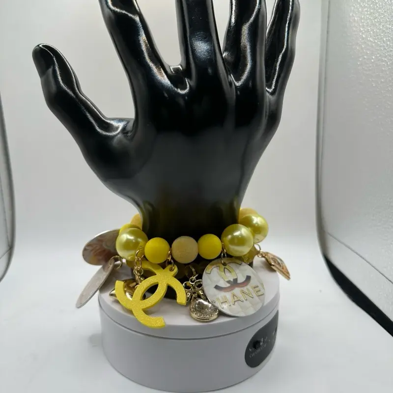 Custom Braclet with Yellow Beads and Charms for Personalized Style